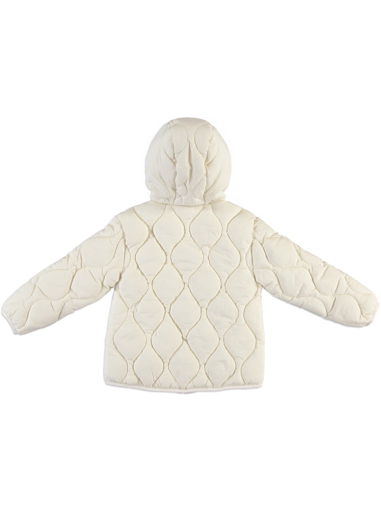 【BAON】24FW★ [BAONHAUS] Kotini quilted check color hood JP 25726 Quilted Hooded Coat - Ecru | Monna Rosa Milano